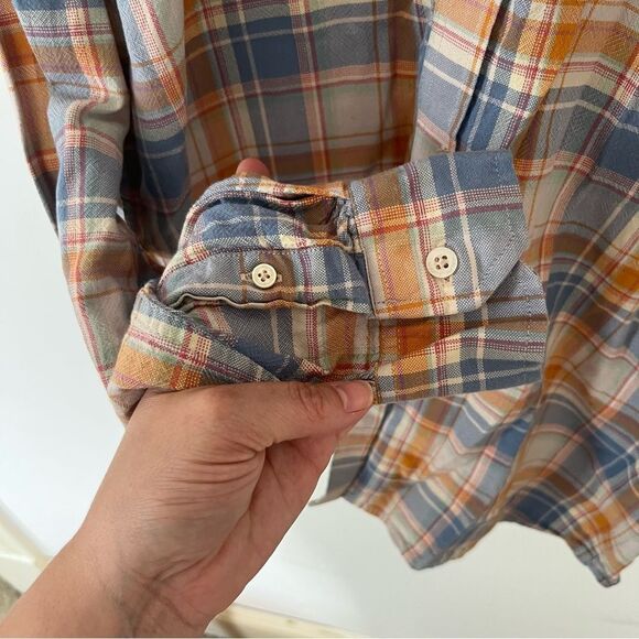 Ralph Lauren Blue Label Orange Blue Plaid Cotton Long Sleeve Dress Shirt - Picture 3 of 6